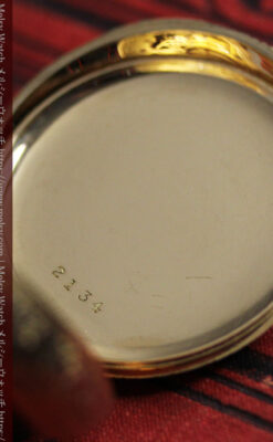 赤い宝石と美しい装飾と文字盤 エルジンの金無垢アンティーク懐中時計 【1899年頃】 箱付き-P2375-27