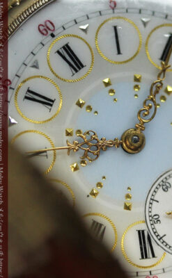 赤い宝石と美しい装飾と文字盤 エルジンの金無垢アンティーク懐中時計 【1899年頃】 箱付き-P2375-5