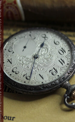 天使と戯れる ロンジンの銀無垢アンティーク懐中時計【1906年頃】-P2376-12