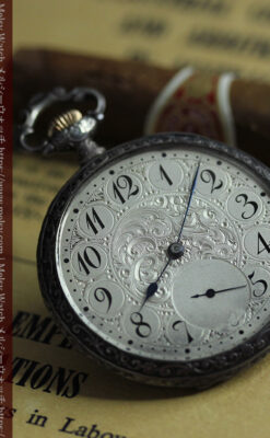 天使と戯れる ロンジンの銀無垢アンティーク懐中時計【1906年頃】-P2376-13