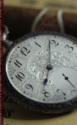 天使と戯れる ロンジンの銀無垢アンティーク懐中時計【1906年頃】-P2376-14