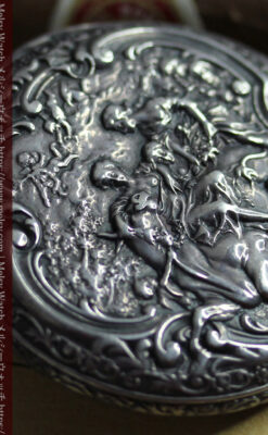 天使と戯れる ロンジンの銀無垢アンティーク懐中時計【1906年頃】-P2376-16