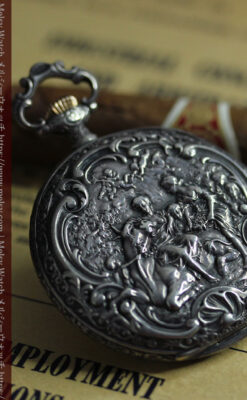 天使と戯れる ロンジンの銀無垢アンティーク懐中時計【1906年頃】-P2376-2