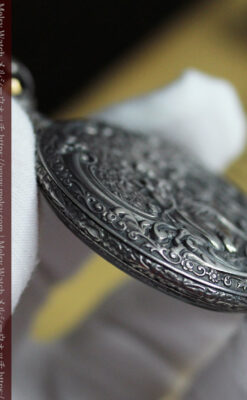 天使と戯れる ロンジンの銀無垢アンティーク懐中時計【1906年頃】-P2376-22