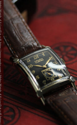 カーベックス 形やスタイルの特殊なグリュエンのアンティーク腕時計 【1950年頃】金＆黒-W1629-1