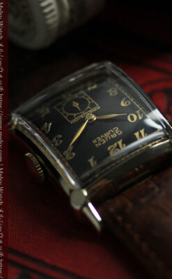 カーベックス 形やスタイルの特殊なグリュエンのアンティーク腕時計 【1950年頃】金&黒-W1629-11