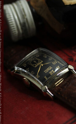 カーベックス 形やスタイルの特殊なグリュエンのアンティーク腕時計 【1950年頃】金&黒-W1629-12