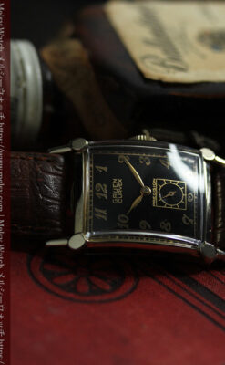 カーベックス 形やスタイルの特殊なグリュエンのアンティーク腕時計 【1950年頃】金&黒-W1629-16