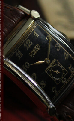 カーベックス 形やスタイルの特殊なグリュエンのアンティーク腕時計 【1950年頃】金&黒-W1629-20