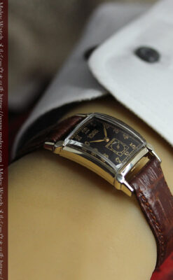 カーベックス 形やスタイルの特殊なグリュエンのアンティーク腕時計 【1950年頃】金&黒-W1629-22