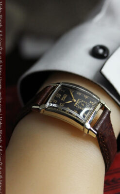 カーベックス 形やスタイルの特殊なグリュエンのアンティーク腕時計 【1950年頃】金&黒-W1629-25