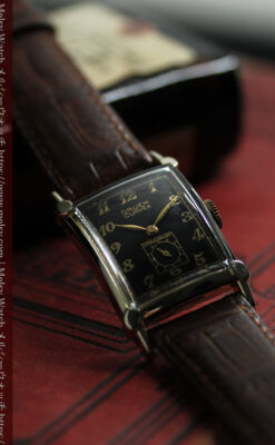 カーベックス 形やスタイルの特殊なグリュエンのアンティーク腕時計 【1950年頃】金&黒-W1629-3