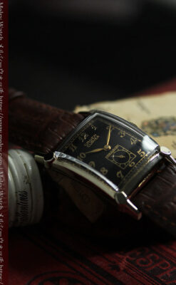 カーベックス 形やスタイルの特殊なグリュエンのアンティーク腕時計 【1950年頃】金&黒-W1629-5