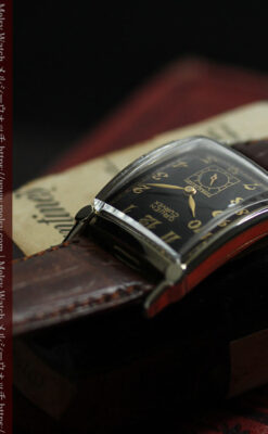 カーベックス 形やスタイルの特殊なグリュエンのアンティーク腕時計 【1950年頃】金&黒-W1629-7