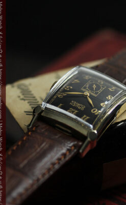 カーベックス 形やスタイルの特殊なグリュエンのアンティーク腕時計 【1950年頃】金&黒-W1629-8