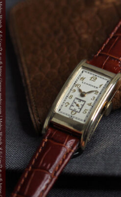 ロンジンの曲線の綺麗な縦長アンティーク金無垢腕時計 【1941年製】-W1630-1