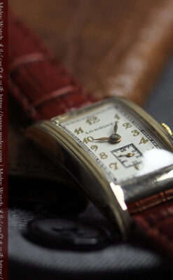 ロンジンの曲線の綺麗な縦長アンティーク金無垢腕時計 【1941年製】-W1630-12