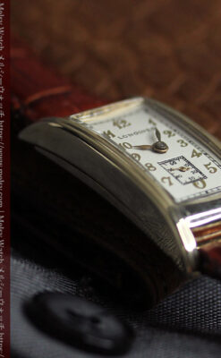 ロンジンの曲線の綺麗な縦長アンティーク金無垢腕時計 【1941年製】-W1630-13