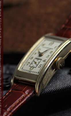 ロンジンの曲線の綺麗な縦長アンティーク金無垢腕時計 【1941年製】-W1630-14