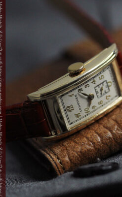 ロンジンの曲線の綺麗な縦長アンティーク金無垢腕時計 【1941年製】-W1630-15