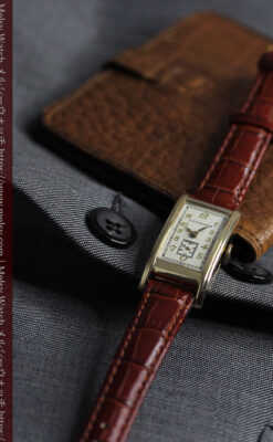 ロンジンの曲線の綺麗な縦長アンティーク金無垢腕時計 【1941年製】-W1630-18