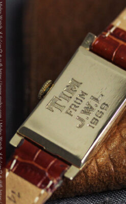 ロンジンの曲線の綺麗な縦長アンティーク金無垢腕時計 【1941年製】-W1630-20