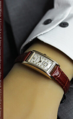 ロンジンの曲線の綺麗な縦長アンティーク金無垢腕時計 【1941年製】-W1630-21