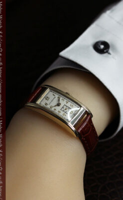 ロンジンの曲線の綺麗な縦長アンティーク金無垢腕時計 【1941年製】-W1630-25