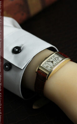 ロンジンの曲線の綺麗な縦長アンティーク金無垢腕時計 【1941年製】-W1630-26