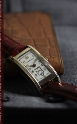 ロンジンの曲線の綺麗な縦長アンティーク金無垢腕時計 【1941年製】-W1630-3