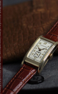 ロンジンの曲線の綺麗な縦長アンティーク金無垢腕時計 【1941年製】-W1630-4