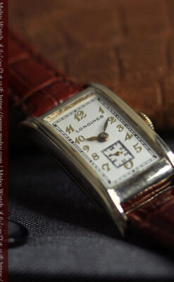 ロンジンの曲線の綺麗な縦長アンティーク金無垢腕時計 【1941年製】-W1630-5