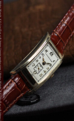 ロンジンの曲線の綺麗な縦長アンティーク金無垢腕時計 【1941年製】-W1630-6