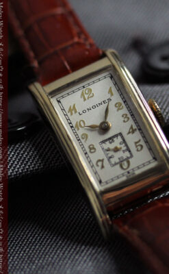 ロンジンの曲線の綺麗な縦長アンティーク金無垢腕時計 【1941年製】-W1630-7