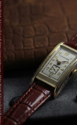 ロンジンの曲線の綺麗な縦長アンティーク金無垢腕時計 【1941年製】-W1630-9