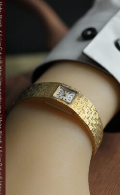 エルメスのレトロな女性用腕時計 輝く綺麗なブレスレット【1960年頃】-W1631-19