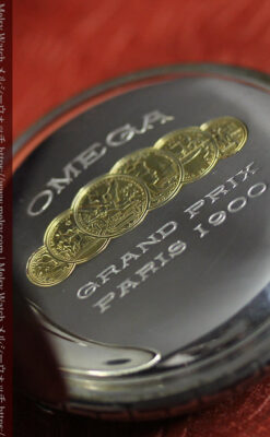 細かな黒と銀のニエロ装飾 オメガの銀無垢アンティーク懐中時計 【1911年頃】-P2378-20