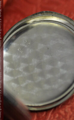 細かな黒と銀のニエロ装飾 オメガの銀無垢アンティーク懐中時計 【1911年頃】-P2378-21