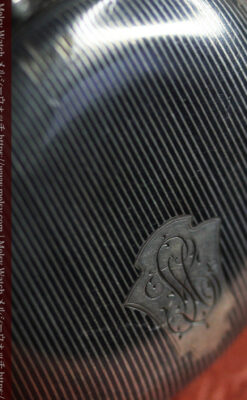 細かな黒と銀のニエロ装飾 オメガの銀無垢アンティーク懐中時計 【1911年頃】-P2378-8