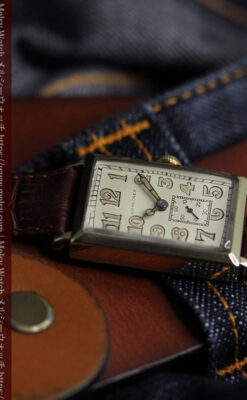 1世紀という渋さが光る ロンジンの長方形アンティーク金無垢腕時計 【1926年頃】-W1633-11