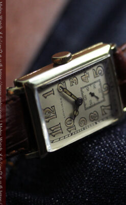 1世紀という渋さが光る ロンジンの長方形アンティーク金無垢腕時計 【1926年頃】-W1633-12