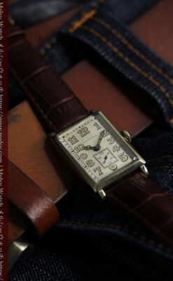 1世紀という渋さが光る ロンジンの長方形アンティーク金無垢腕時計 【1926年頃】-W1633-15