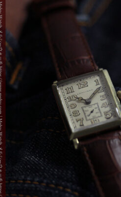 1世紀という渋さが光る ロンジンの長方形アンティーク金無垢腕時計 【1926年頃】-W1633-17