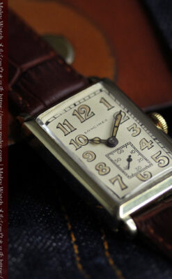 1世紀という渋さが光る ロンジンの長方形アンティーク金無垢腕時計 【1926年頃】-W1633-2