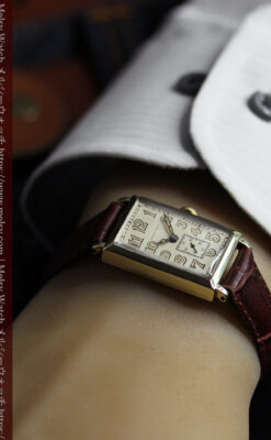 1世紀という渋さが光る ロンジンの長方形アンティーク金無垢腕時計 【1926年頃】-W1633-21