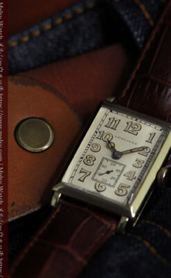 1世紀という渋さが光る ロンジンの長方形アンティーク金無垢腕時計 【1926年頃】-W1633-5