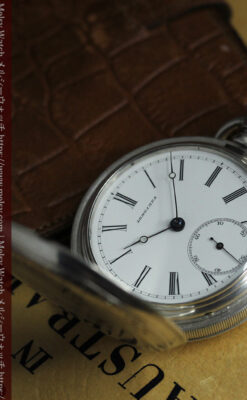 競走馬を走らせる紳士 ロンジンの銀無垢アンティーク懐中時計 【1884年頃】-P2380-14