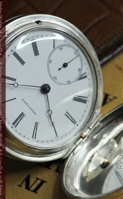 競走馬を走らせる紳士 ロンジンの銀無垢アンティーク懐中時計 【1884年頃】-P2380-15