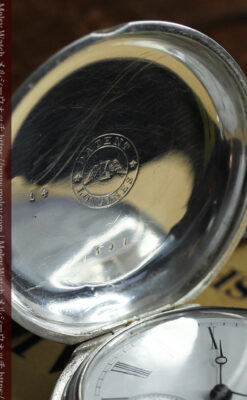 競走馬を走らせる紳士 ロンジンの銀無垢アンティーク懐中時計 【1884年頃】-P2380-17