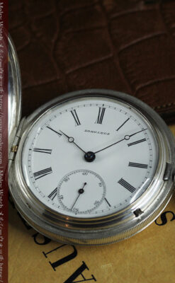 競走馬を走らせる紳士 ロンジンの銀無垢アンティーク懐中時計 【1884年頃】-P2380-6